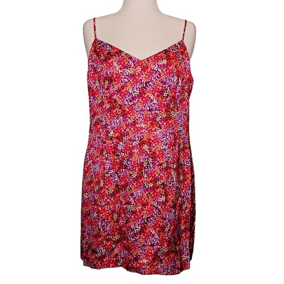 NEW French Connection Satin Mini Slip Dress Azelea Multi Size 14 - Picture 2 of 11